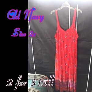 Old Navy Size 2x Red Floral Maxi Dress